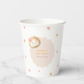 かわいい餃子赤面ピンクフローラベビーガールシャワー 紙コップ (裏面)