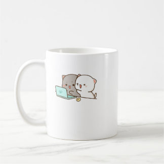 かわいい餅の桃の猫 コーヒーマグカップ