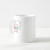 かわいい餅の桃の猫 コーヒーマグカップ (正面左)