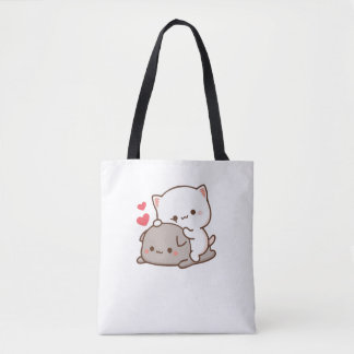 かわいい餅の桃の猫 トートバッグ