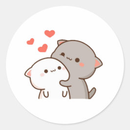 かわいい餅の桃の猫 ラウンドシール