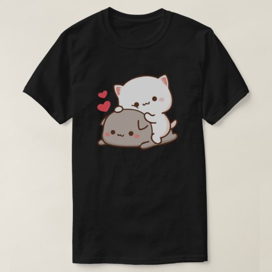 かわいい餅の桃の猫 Tシャツ (デザイン正面)