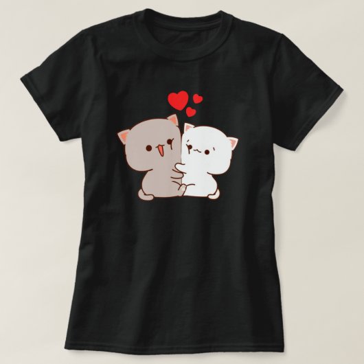 かわいい餅の桃の猫 Tシャツ (デザイン正面)