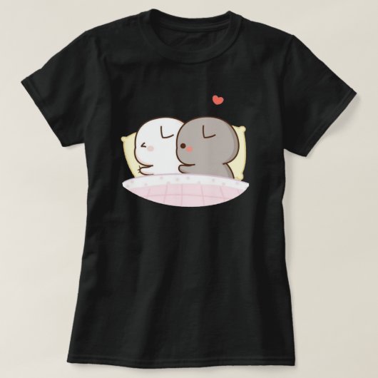 かわいい餅の桃の猫 Tシャツ (デザイン正面)