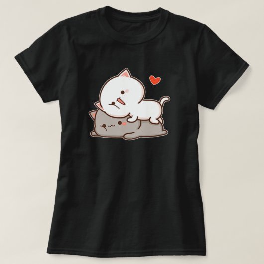 かわいい餅の桃の猫 Tシャツ (デザイン正面)