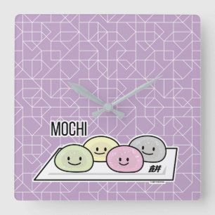 かわいい餅アイスク日本のリーム緑茶 スクエア壁時計