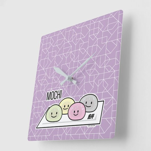 かわいい餅アイスク日本のリーム緑茶 スクエア壁時計 (傾斜)