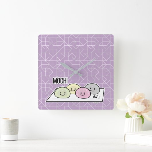 かわいい餅アイスク日本のリーム緑茶 スクエア壁時計 (ホーム)