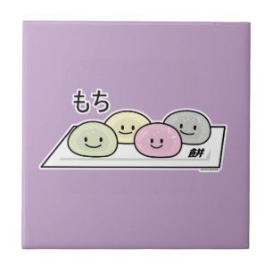 かわいい餅アイスク日本のリーム緑茶 タイル