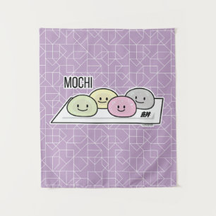 かわいい餅アイスク日本のリーム緑茶 タペストリー