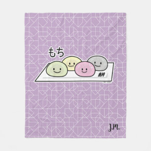 かわいい餅アイスク日本のリーム緑茶 フリースブランケット