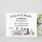 かわいい養子縁組ペットの子犬の証明書 (スタンド正面)