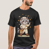 かわいい養蜂家のアライグマの漫画デザイン Tシャツ (正面)