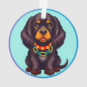 かわいい首輪の動く犬 オーナメント (裏面)