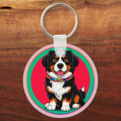かわいい首輪の動く犬 キーホルダー (正面)