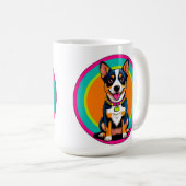 かわいい首輪の動く犬 コーヒーマグカップ (正面右)