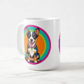 かわいい首輪の動く犬 コーヒーマグカップ (正面左)