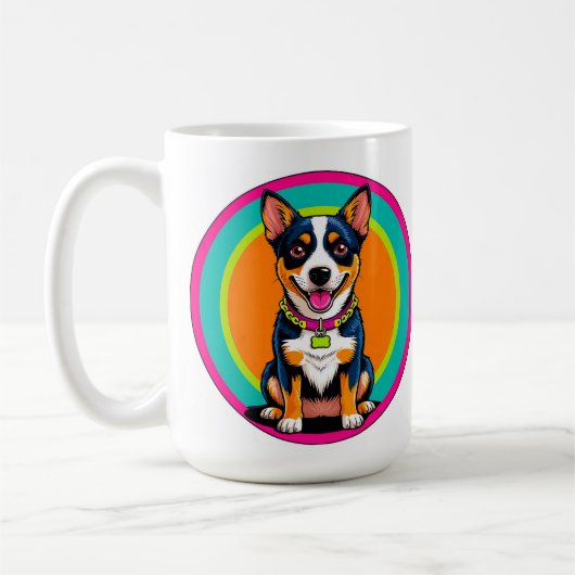 かわいい首輪の動く犬 コーヒーマグカップ (左)