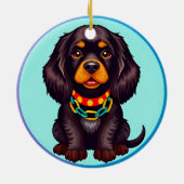 かわいい首輪の動く犬 セラミックオーナメント (裏面)