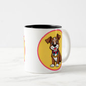 かわいい首輪の動く犬 ツートーンマグカップ (正面右)
