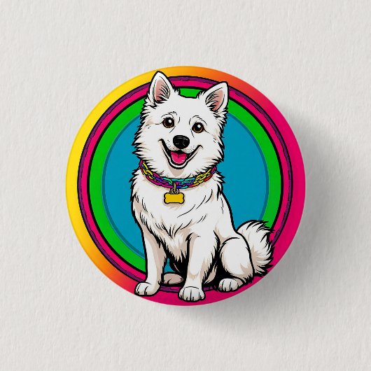 かわいい首輪の動く犬 缶バッジ (正面)