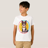 かわいい首輪の動く犬 Tシャツ (正面フル)