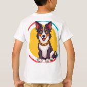 かわいい首輪の動く犬 Tシャツ (裏面)