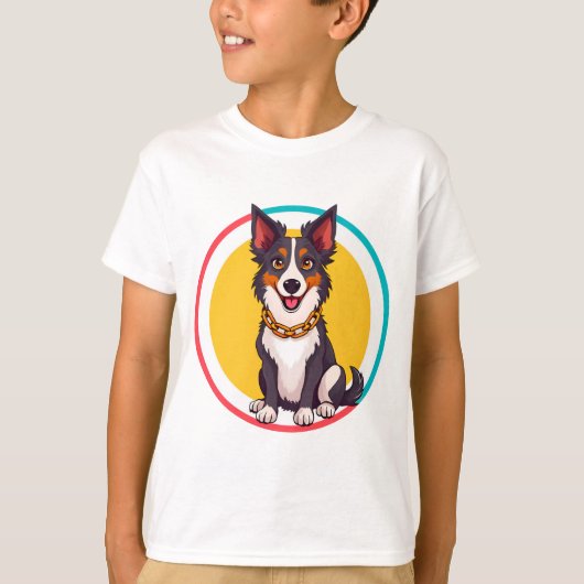 かわいい首輪の動く犬 Tシャツ (正面)