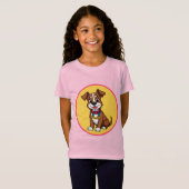 かわいい首輪の動く犬 Tシャツ (正面フル)