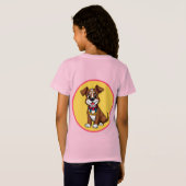 かわいい首輪の動く犬 Tシャツ (裏面フル)