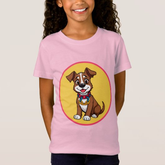 かわいい首輪の動く犬 Tシャツ (正面)
