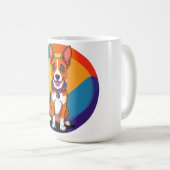 かわいい首輪をつけたアニメ調の子犬 コーヒーマグカップ (正面右)