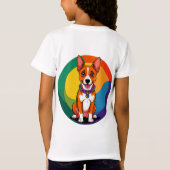 かわいい首輪をつけたアニメ調の子犬 Tシャツ (裏面)