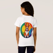 かわいい首輪をつけたアニメ調の子犬 Tシャツ (裏面フル)