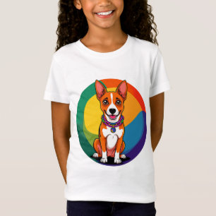 かわいい首輪をつけたアニメ調の子犬 Tシャツ