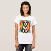 かわいい首輪をつけたアニメ調の子犬 Tシャツ (正面フル)
