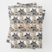 かわいい馬がフェンスの上で噛む ラッピングペーパーシート (インサイチュ)