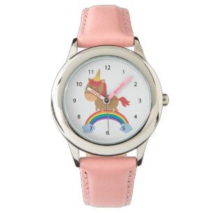 かわいい馬がユニコーンのユーモアを夢見る 腕時計