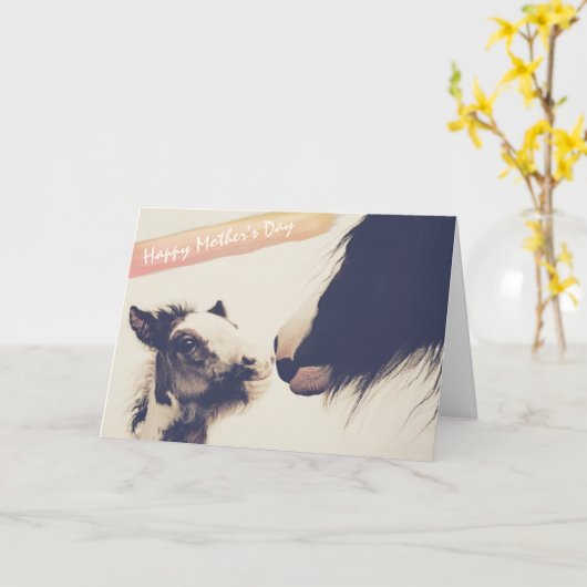 かわいい馬とマーレウハッピーマザーズデイカード カード (黄色い花)