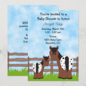 かわいい馬と子馬のアパラオサ種のベビーシャワー 招待状 (正面/裏面)