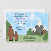かわいい馬と山の女の子のベビーシャワー 招待状 (正面)