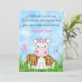 かわいい馬と干し女の子ベビーシャワー招待状 招待状 (スタンド正面)