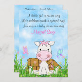 かわいい馬と干し女の子ベビーシャワー招待状 招待状 (正面/裏面)