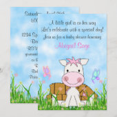 かわいい馬と干し草の女の子のベビーシャワー招待状 招待状 (正面/裏面)