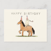 かわいい馬と犬の誕生日カード ポストカード (正面)