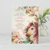 かわいい馬と花の誕生日 招待状 (スタンド正面)