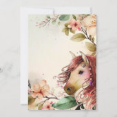 かわいい馬と花の誕生日 招待状 (裏面)