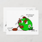 かわいい馬と野生の花の漫画 ポストカード (正面/裏面)