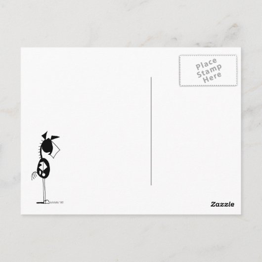 かわいい馬と野生の花の漫画 ポストカード (裏面)