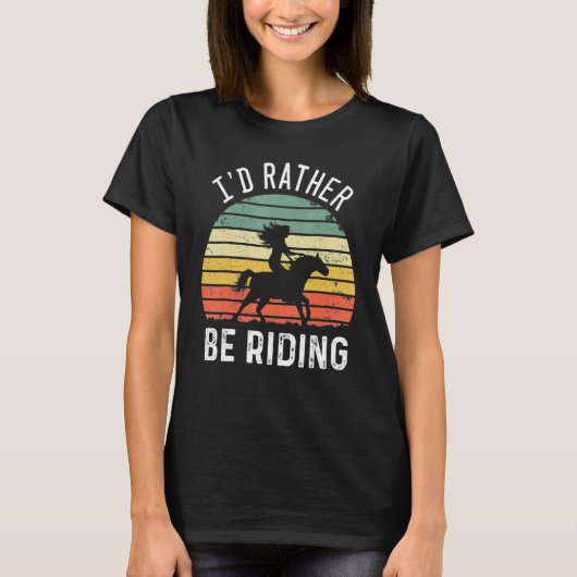 かわいい馬に乗るのが好き 馬術ライダー Tシャツ (正面)